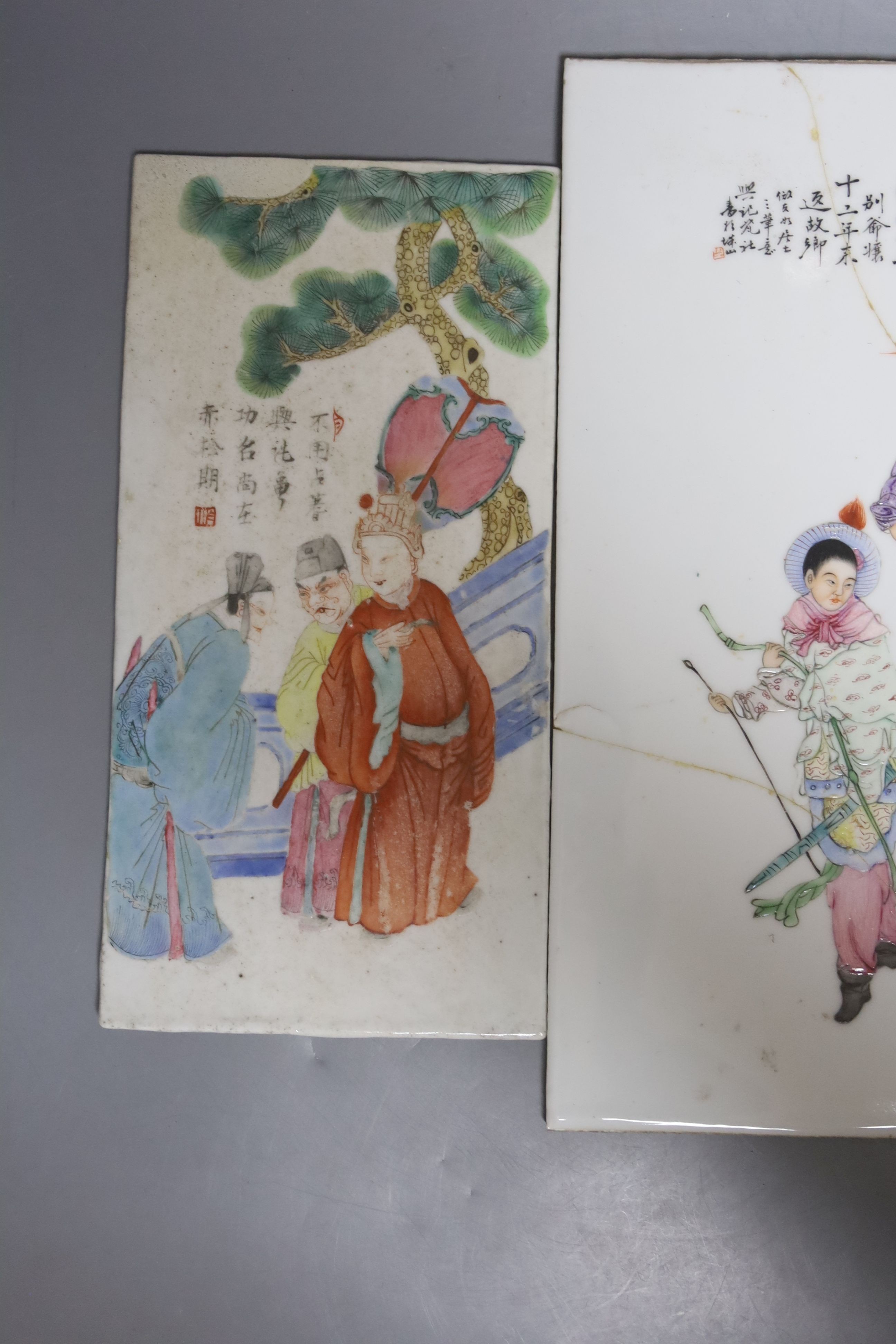 Two Chinese famille rose porcelain plaques, 19th / early 20th century
